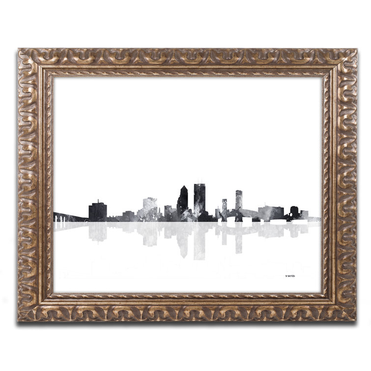 Trademark Art Jacksonville Florida Skyline BG1 Framed On Canvas by